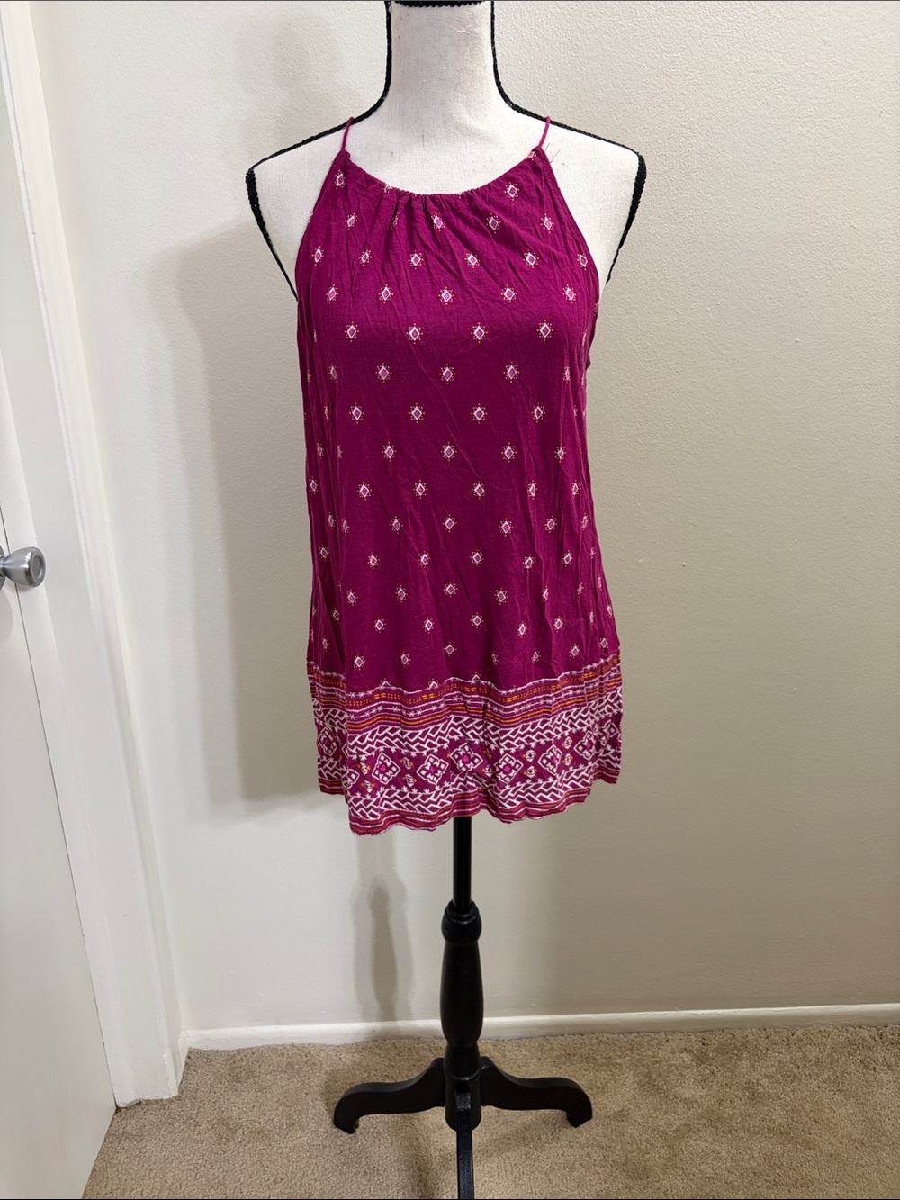 Old Navy Magenta Printed Halter Tank